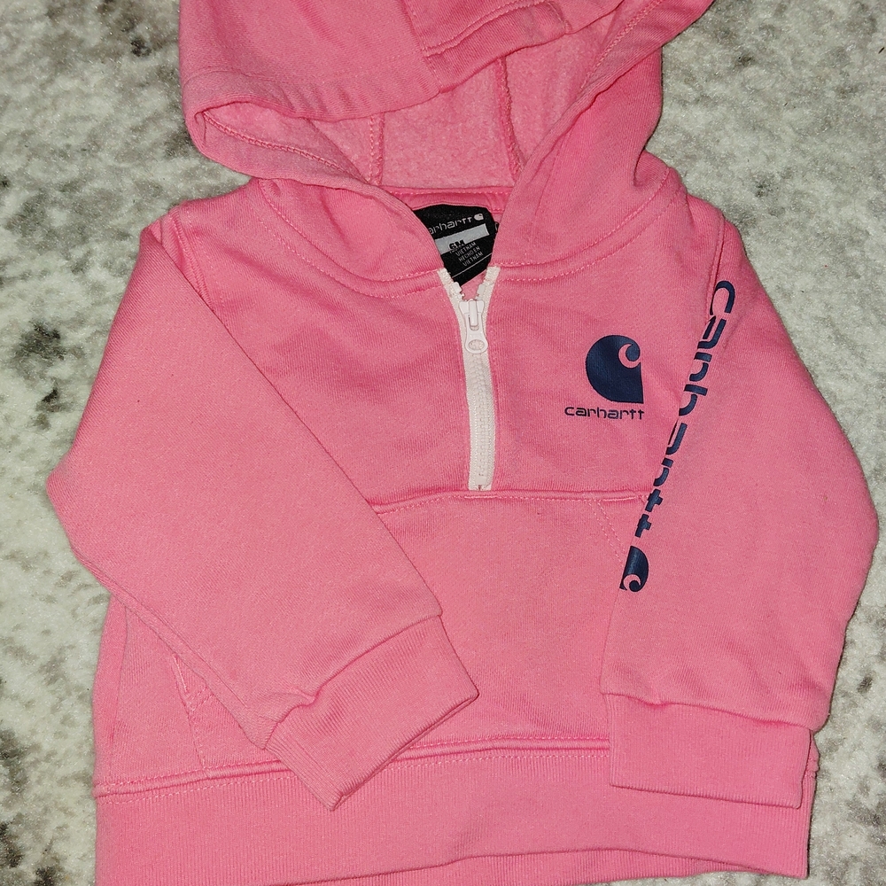 Carhartt Kids Hoodie in Pink with Navy Accents